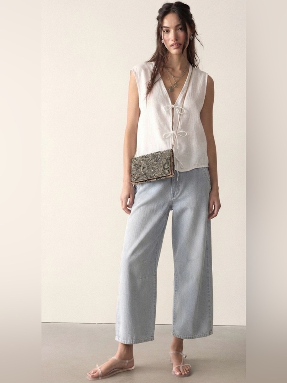 Cynthia Rowley White Linen Tie-Front Top / Vest - Size L - NWT